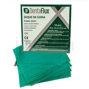 DIQUES DE GOMA DENTAFLUX verde medio mentolados 36 ud